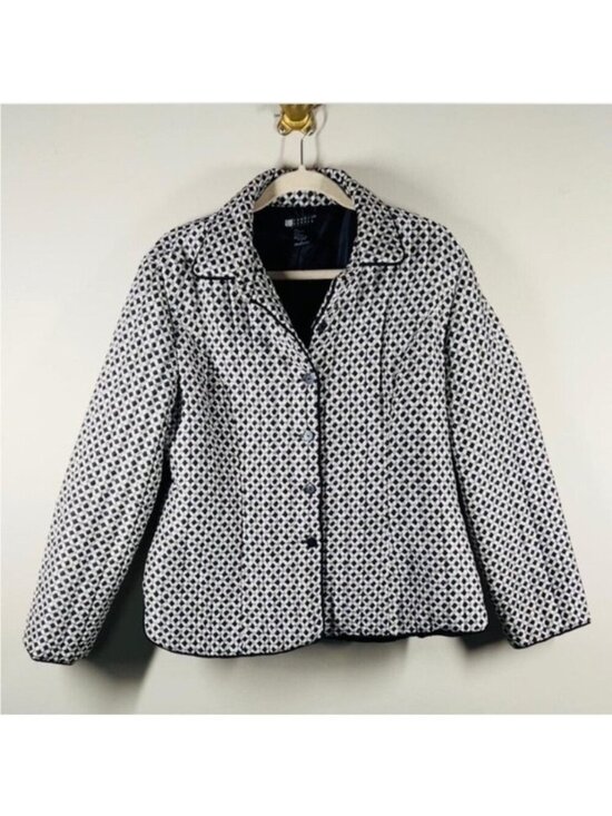 Carole Little Jackets & Blazers - Vintage Carole Little size Large Black and White Silk Patterned Jacket